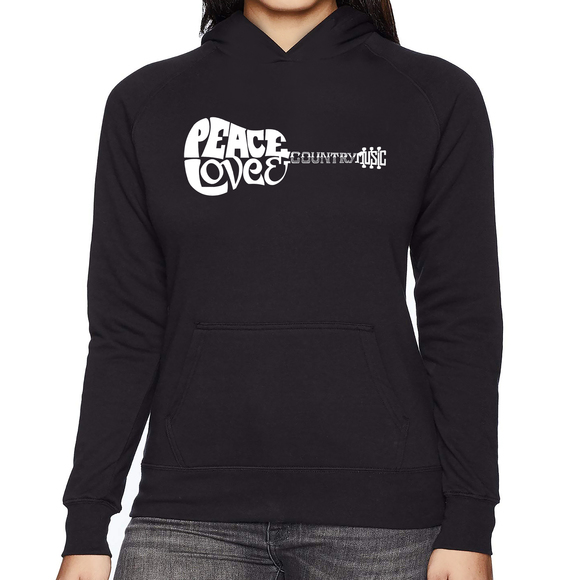 Women's Word Art Hooded Sweatshirt - Peace Love Country - Picture 1 of 2